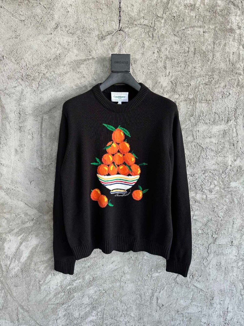 Casablanca Orange Fruit Bowl Jacquard Crewneck Sweater
